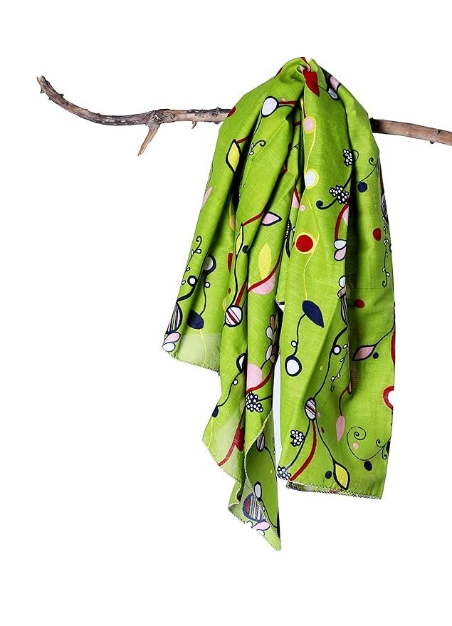 8146AFyrHQL._SY879_-1.jpg Scarves for Womenfor ladies, Girls Cotton printed Scarf, 100x100 Cm Square Size,100% Cotton trendy Scarf for Girls - Image 1